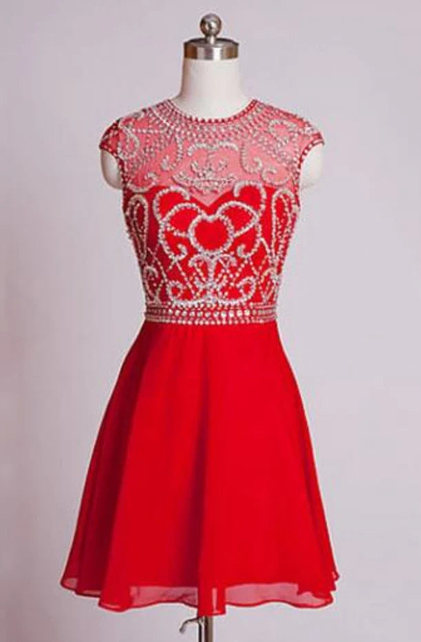 Red Short Party Dresses Cocktail Gown Party Dress Sparkle Prom Gown